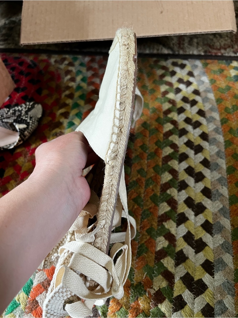 J. Crew Women’s Cream Canvas Espadrille Lace-Up Sandals - Picture 10 of 14